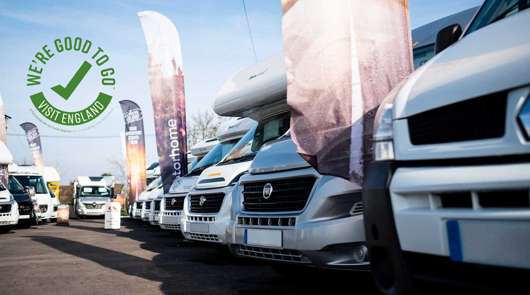 Motorhome Holiday Company site with we're good to go mark