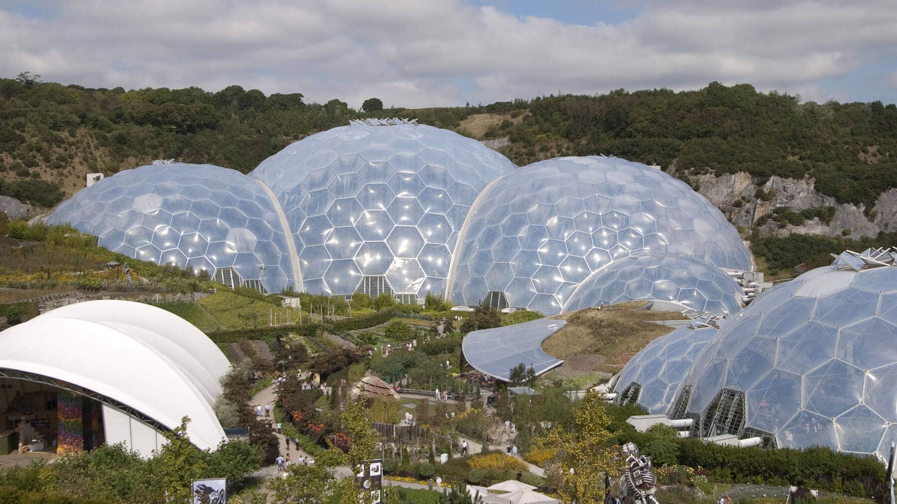 Landscape of the domes at Eden project in cornwall